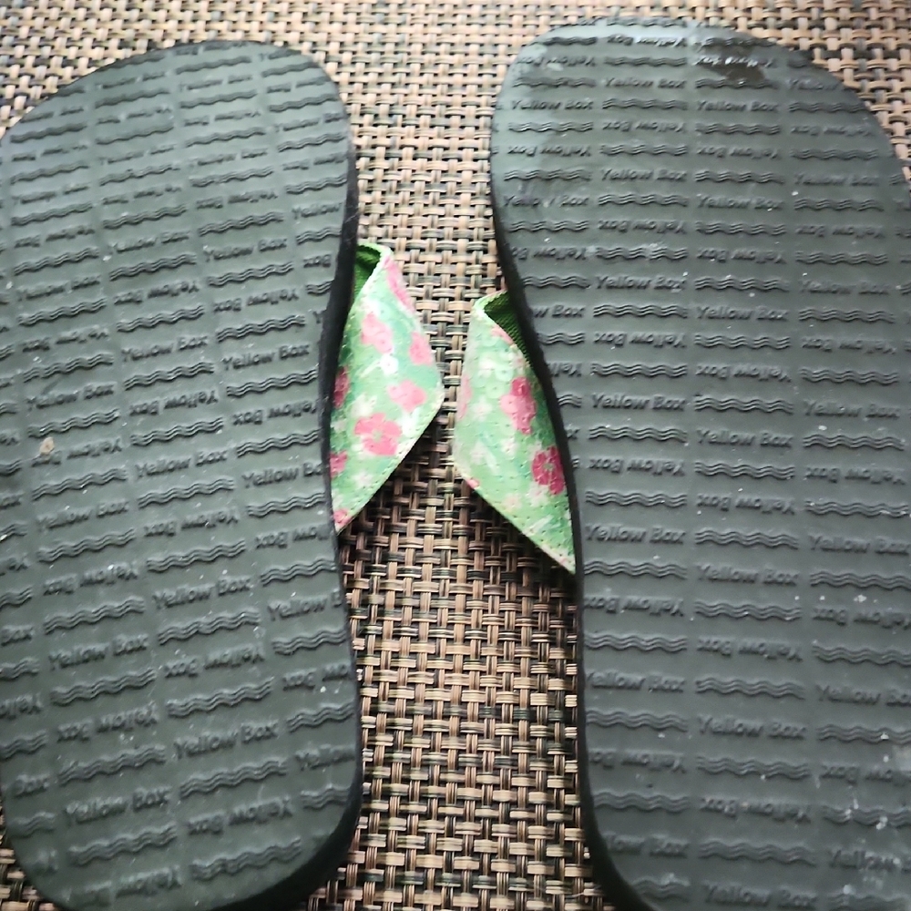 Yellow Box Black and Green Sandals with Geometric Straps - Picture 5 of 5